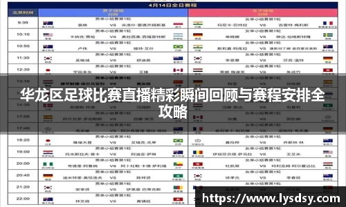 华龙区足球比赛直播精彩瞬间回顾与赛程安排全攻略
